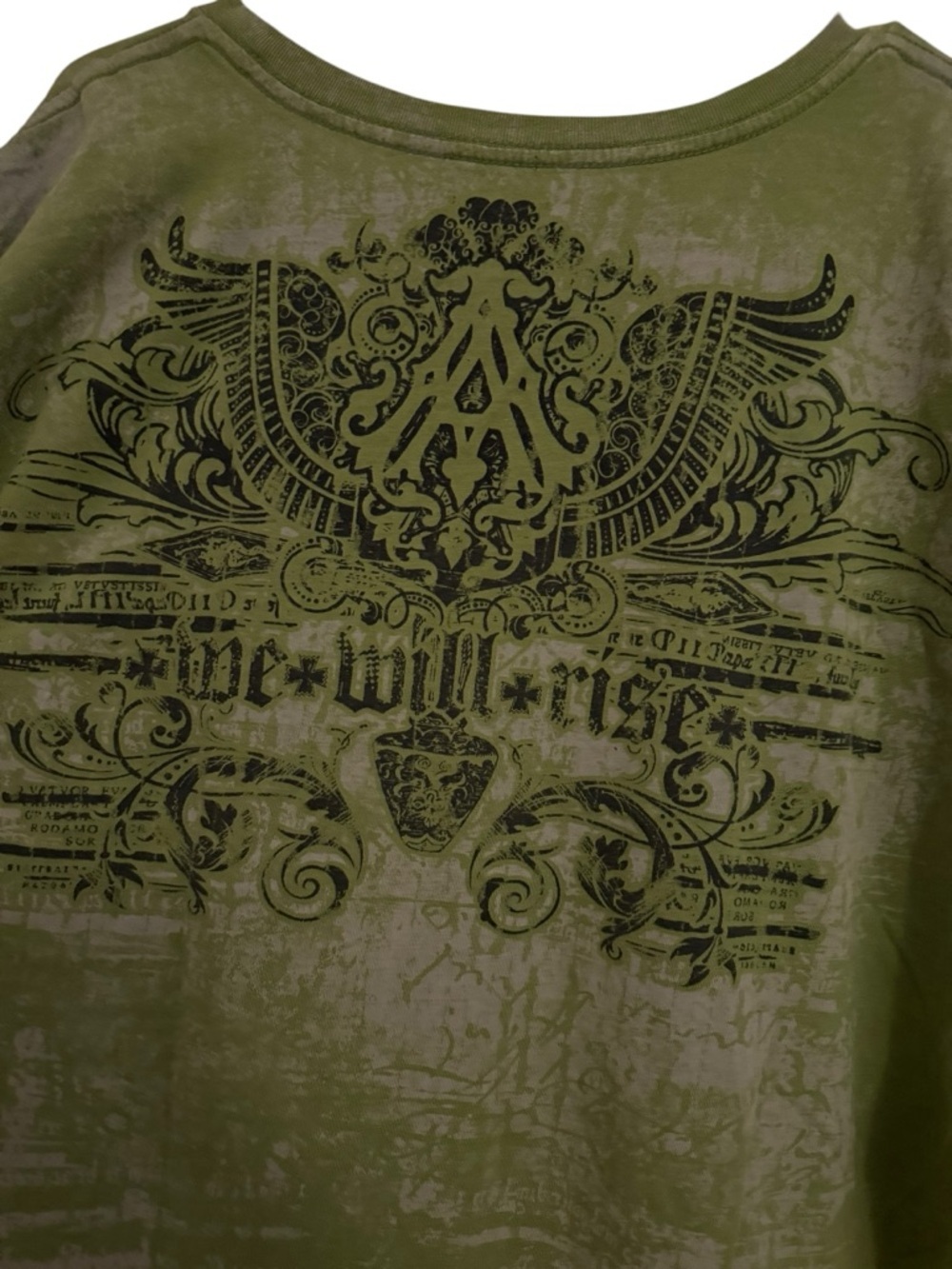 Affliction Archaic Vintage Shirt 2XL Green Distressed Skull Y2K Streetwear Rare - Picture 5 of 5